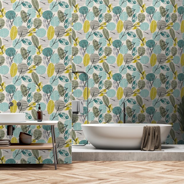 Papier Peint Boho botanique 1 (Salle de bain)