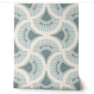 Papier Peint Boho Géométrique Texturé Soleil Éventail - Téalgra