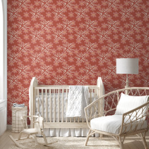 Papier Peint Boho Motif Floral en Terracotta Brûlée