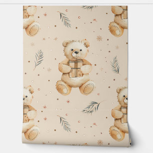Papier Peint Boho Teddy Bear Motif Baby Nursery Room