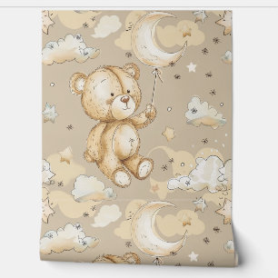 Papier Peint Boho Teddy Bear Motif Baby Nursery Room