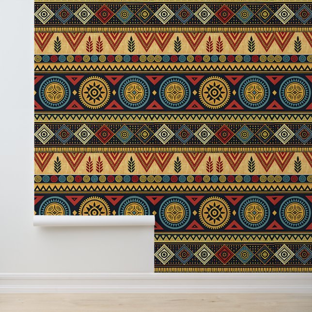 Papier Peint Boho Tribal Geometric Pattern Wallpaper (Application)