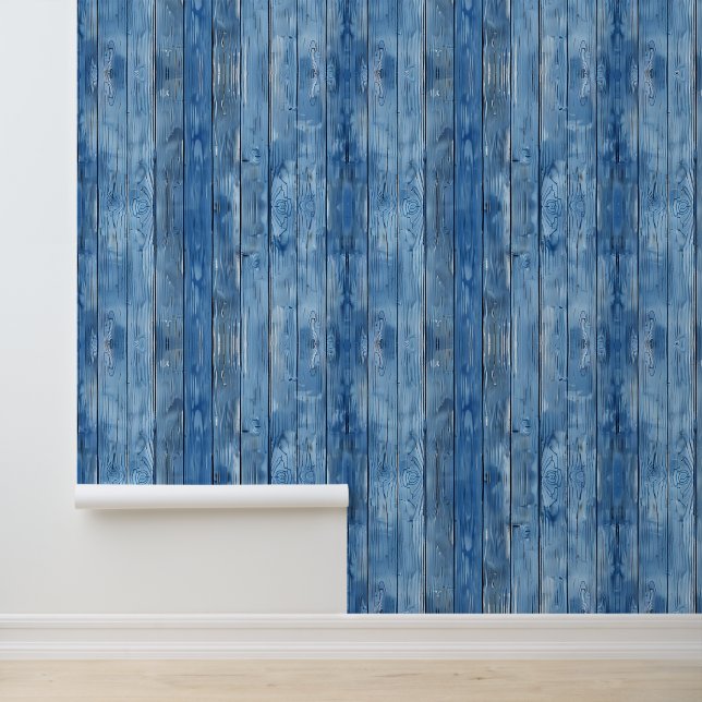 Papier Peint Bois Bleu Rustique (Application)
