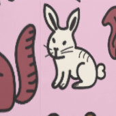 Papier Peint Bois Forêt Doodle Animaux rose (Couture)