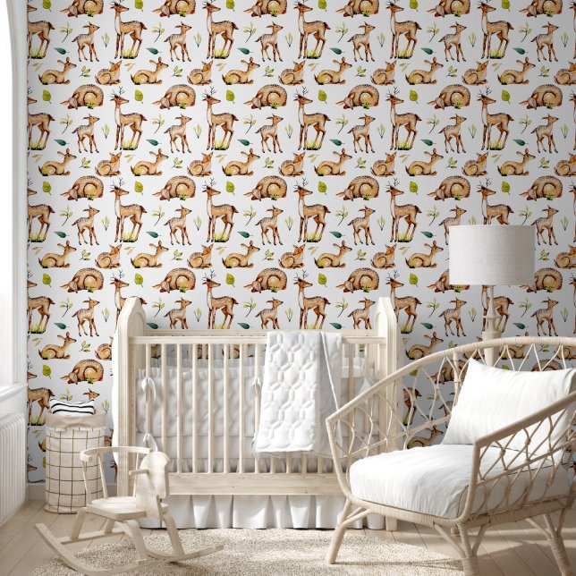 Papier Peint Bois mignonne Maman bébé unisex cerf Nursery (Enfants)
