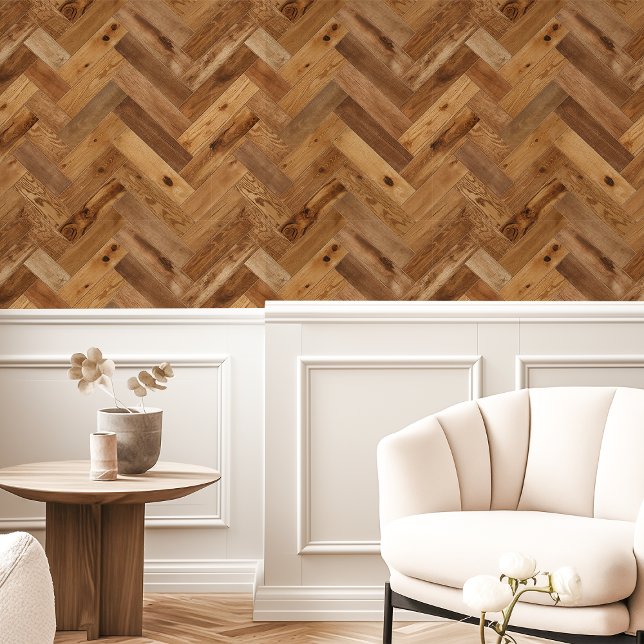 Papier Peint Bois Naturel Chevrons (Créateur téléchargé)