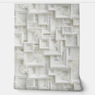 Papier Peint Boîte blanche contemporaine avec fleurs Abstraites