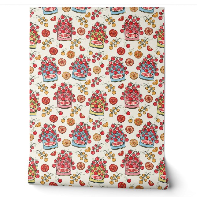 Papier Peint Boîte de tomates cerises sur crème (Déroulement)