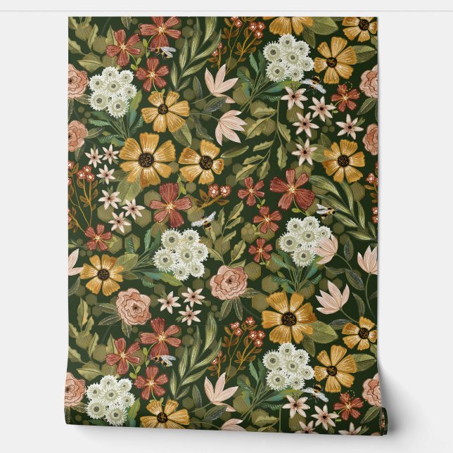Papier Peint Bold Boho Floral Pattern (Déroulement)