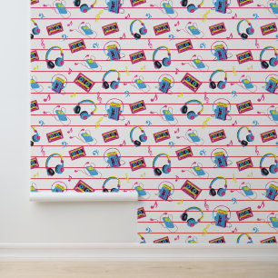 Papier Peint Bold Bright Motif de musique des années 1990