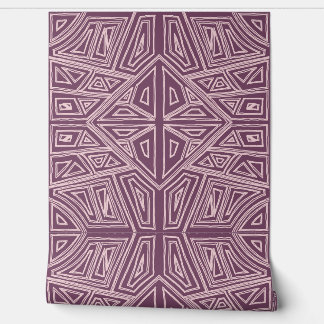 Papier Peint Bold Lines - Symmetrical Tile - Mauve and Beige