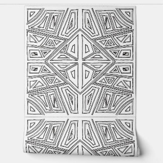 Papier Peint Bold Lines - Symmetrical Tile - White And Black 