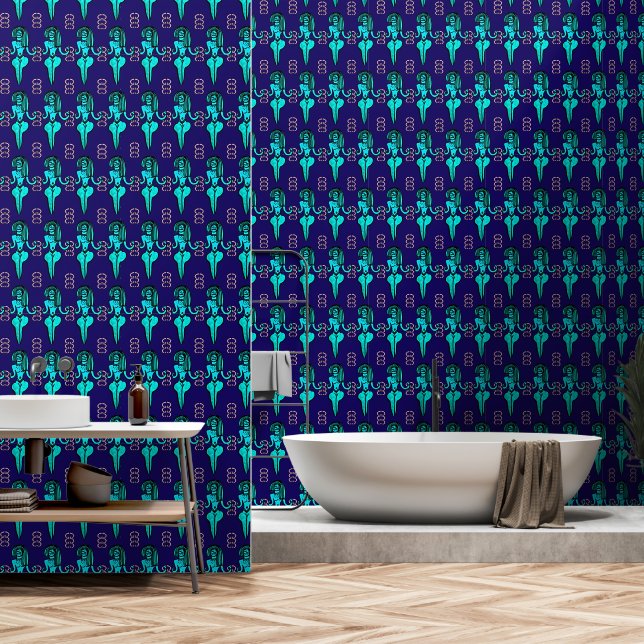 Papier Peint Bold Surreal Female Figure Pattern Wallpaper  (Salle de bain)