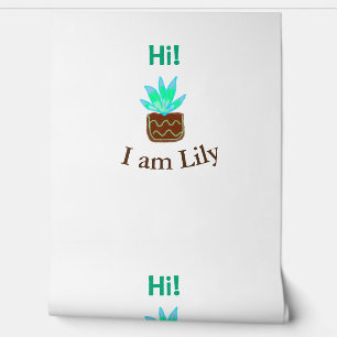 Papier Peint Bonjour Je suis Lily cactus succulent ajouter nom