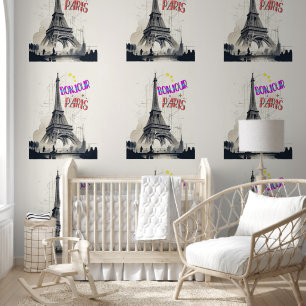 Papier Peint Bonjour Paris coloré