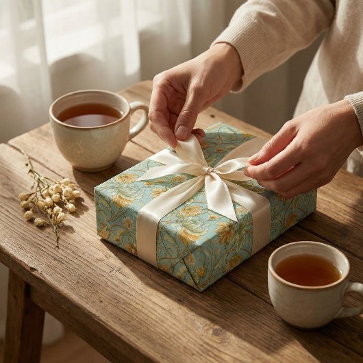 Papier peint Botanique Art Nouveau - Mint Green