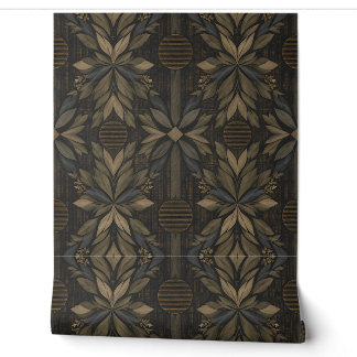 Papier Peint Botanique Géométrique Sombre – Feuille Olive & Bro