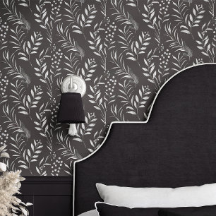 Papier Peint Botanique Noir et Blanc