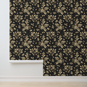 Papier Peint Botanique Vintage chêne Brown Feuille Acorns