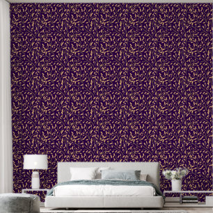 Papier Peint Botanique Violet Vignes Feuilles Brown Beige