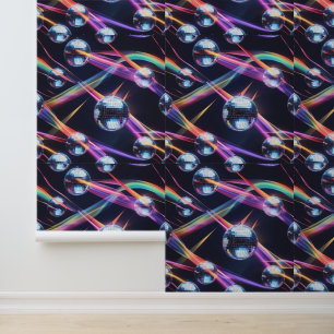 Papier Peint Boule Disco Vibrante Tourbillons de Arc-en-Ciel Au