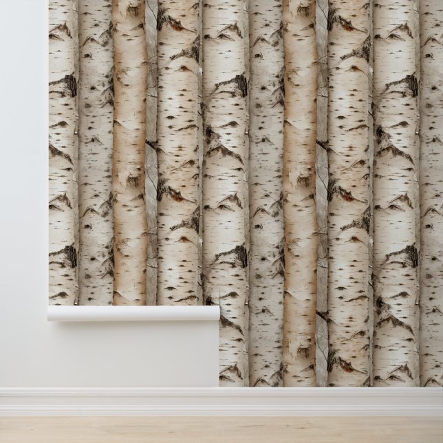 Papier Peint Bouleau taupe moderne (Application)
