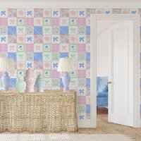 Boutons de pâturage à fleurs de preppy en vichy