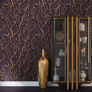 Papier Peint Branches de l'arbre d'or - modifier la couleur arr