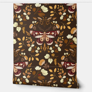 Papier peint Brown Moth & Floral Papier peint Brow