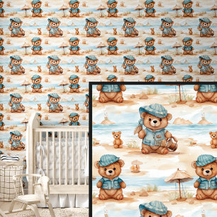 Papier Peint Brown Teddy Bear Friends on the Beach
