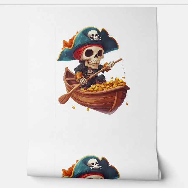 Papier Peint Buccaneer d'os - Drôle crâne de pirate (Déroulement)