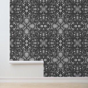 Papier Peint Bugs, blanc cassé sur noir