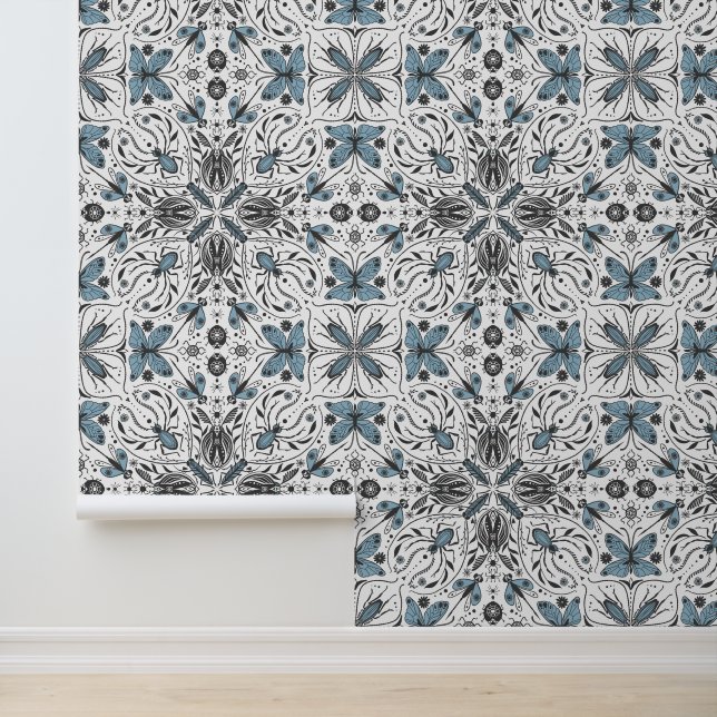 Papier Peint Bugs, noir et bleu (Application)