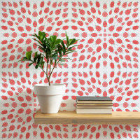 Buissons et Motif de coléoptères rouge sur bleu