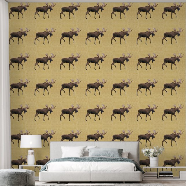 Papier Peint Bull Moose Sur Ancien Papier (Chambre à coucher)