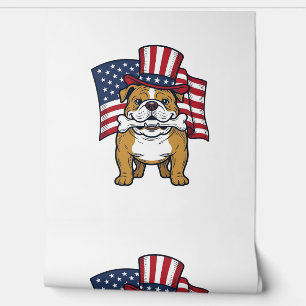 Papier Peint Bulldog Patriotique Avec Drapeau Vector Design_1
