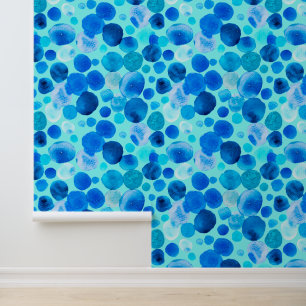 Papier Peint Bulles d'aquarelle bleue