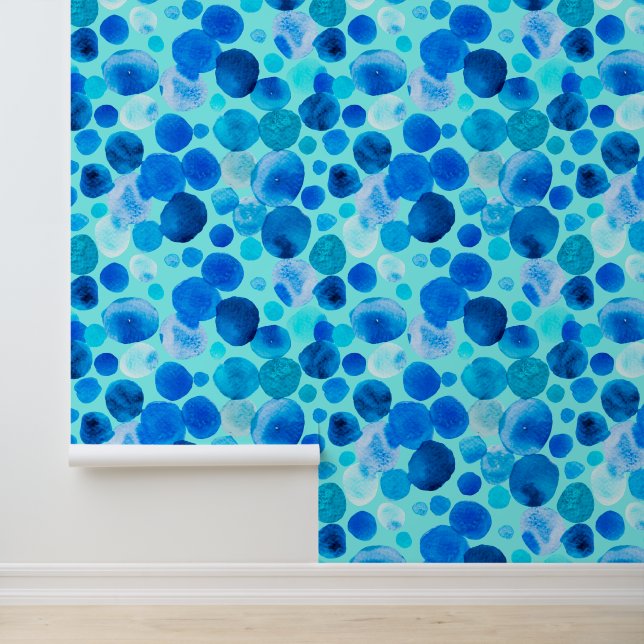 Papier Peint Bulles d'aquarelle bleue (Application)