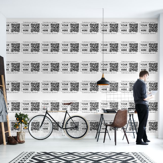Papier Peint Business Logo Entreprise Simple QR Code 2 Text Off (Salon)