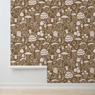 Papier Peint Café champignons Brown