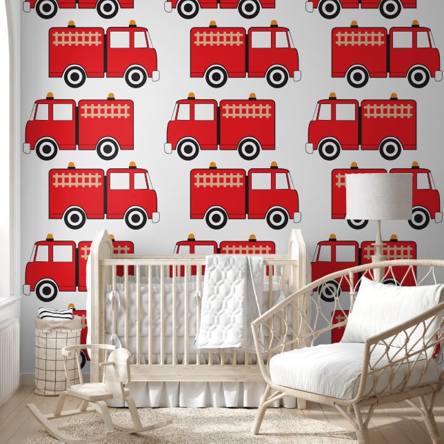 Papier Peint Camion Rouge Boys Nursery Chambre (Enfants)