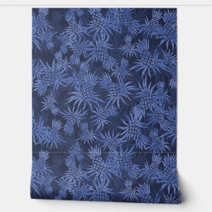 Papier Peint Camo d'ananas Tropical Hawaiian - Marine