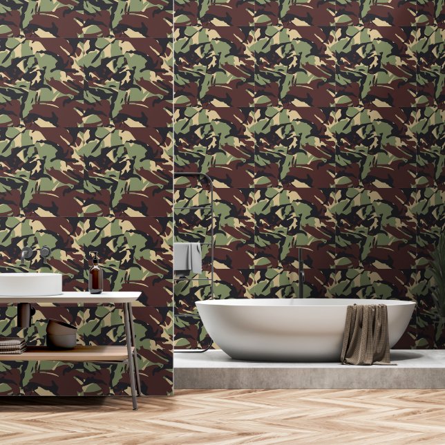 Papier Peint Camou Brown vert (Salle de bain)