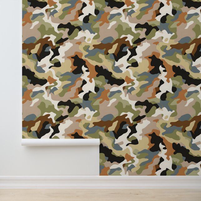 Papier Peint Camouflage classique vert (Application)