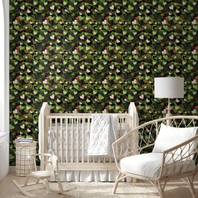 Papier Peint Camouflage du coeur vert (Enfants)