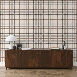 Papier Peint Carré de carreaux beige ivoire marron neutre et ra