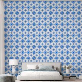 Papier Peint Carreau de majolique bleu motif