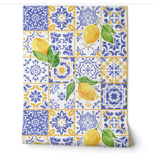 Carreau de motif de citron d'aquarelle méditerrané