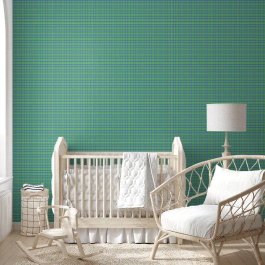 Papier Peint - Carreaux Bleus et Verts (Enfants)