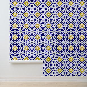 Papier Peint Carreaux bleus méditerranéens Azulejo portugais